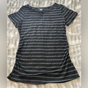 Black and gray stripe maternity tee shirt